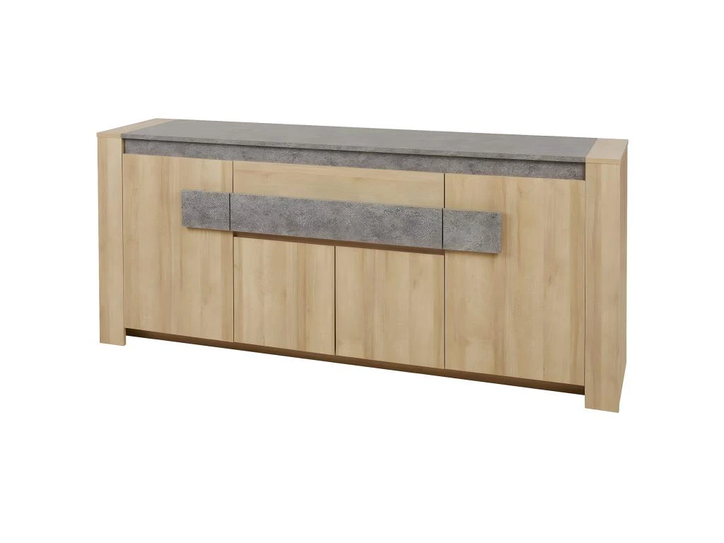 FANNY - Buffet 4 Portes 1 Tiroir Aspect Bois Et Pierre 3 FANNY - Buffet 4 Portes 1 Tiroir Aspect Bois Et Pierre