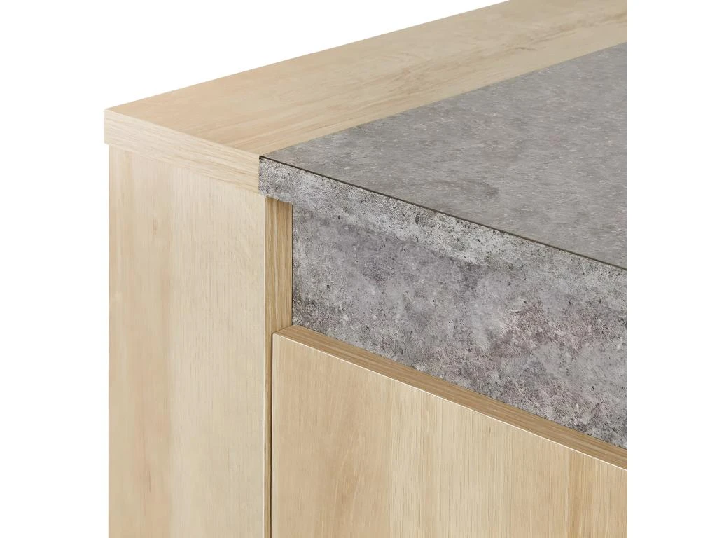 FANNY - Buffet 4 Portes 1 Tiroir Aspect Bois Et Pierre 7 FANNY - Buffet 4 Portes 1 Tiroir Aspect Bois Et Pierre – Image 5