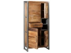 PALISSA - Buffet 4 Portes 1 Tiroir Bois Et Acier Patiné -Electroménager Soldes buffet 9514887