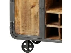 EDWIN - Meuble Bar Multi-Rangements Acier Et Bois Massif -Electroménager Soldes buffet 9514969