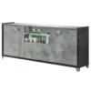 HOFFMAN - Buffet 4 Portes Gris Aspect Pierre Avec Led -Electroménager Soldes buffet 9515049