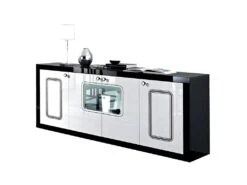 ROBBIE - Buffet 4 Portes Laqué Noir Et Blanc