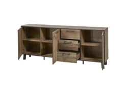 KARMINA - Buffet 3 Portes 3 Tiroirs Aspect Bois Et Métal -Electroménager Soldes buffet 9515203