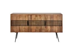 BENGAL - Buffet 3 Portes Manguier Et Métal Noir