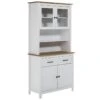 TINA - Buffet Haut 4 Portes 2 Tiroirs Bois Ciré Et Blanc 2 TINA - Buffet Haut 4 Portes 2 Tiroirs Bois Ciré Et Blanc -Electroménager Soldes buffet 9516807