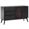 LILY - Buffet 2 Portes 3 Tiroirs Bois Naturel Et Gris Foncé -Electroménager Soldes buffet 9517745
