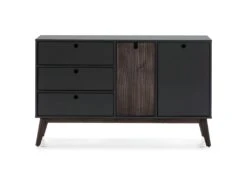 LILY - Buffet 2 Portes 3 Tiroirs Bois Naturel Et Gris Foncé -Electroménager Soldes buffet 9517749