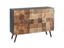 FULBERT - Buffet 2 Portes 3 Tiroirs Acier Et Bois Massif