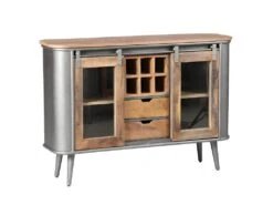 PALISSO - Buffet 2 Portes 2 Tiroirs Bois Et Acier Patiné