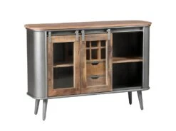 PALISSO - Buffet 2 Portes 2 Tiroirs Bois Et Acier Patiné -Electroménager Soldes buffet 9519143