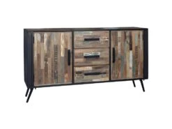 NESSA - Buffet 2 Portes 3 Tiroirs Manguier Massif Recyclé