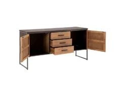 KAHLA - Buffet 2 Portes 3 Tiroirs Métal Et Bois -Electroménager Soldes buffet 9520343