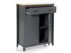 TINA - Meuble Haut 2 Portes 1 Tiroir Bois Ciré Et Bleu Pétrole -Electroménager Soldes buffet 9520885