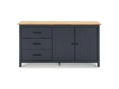TINA - Buffet Bas 2 Portes 3 Tiroirs Bois Ciré Coloris Bleu Pétrole -Electroménager Soldes buffet 9521205