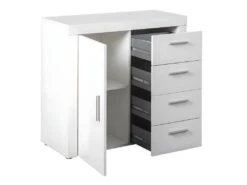 DALLAS - Buffet Blanc 1 Porte 4 Tiroirs -Electroménager Soldes buffet 9522479