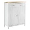TINA - Meuble Haut 2 Portes 1 Tiroir Bois Ciré Et Blanc -Electroménager Soldes buffet 9526497