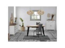 TINA - Meuble Haut 2 Portes 1 Tiroir Bois Ciré Et Blanc -Electroménager Soldes buffet 9526499