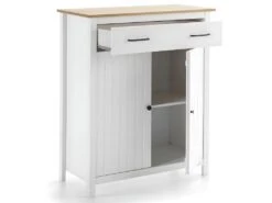 TINA - Meuble Haut 2 Portes 1 Tiroir Bois Ciré Et Blanc -Electroménager Soldes buffet 9526501