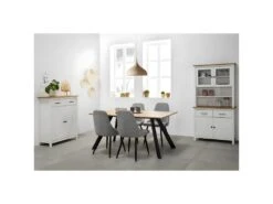 TINA - Meuble Haut 2 Portes 1 Tiroir Bois Ciré Et Blanc -Electroménager Soldes buffet 9526503
