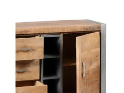 PALISSA - Buffet 2 Portes 3 Tiroirs Bois Et Acier Patiné -Electroménager Soldes buffet 9526865