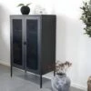 LISMORE - Meuble De Rangement 2 Portes Grillagées Acier Noir -Electroménager Soldes buffet 9526899
