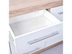 WENDY - Buffet 2 Portes 4 Tiroirs Aspect Chêne Et Blanc -Electroménager Soldes buffet 9527135