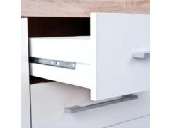 WENDY - Buffet 2 Portes 4 Tiroirs Aspect Chêne Et Blanc -Electroménager Soldes buffet 9527137
