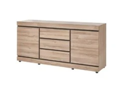 MASSIRE - Buffet 2 Portes 3 Tiroirs Aspect Bois