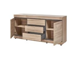 MASSIRE - Buffet 2 Portes 3 Tiroirs Aspect Bois -Electroménager Soldes buffet 9527211