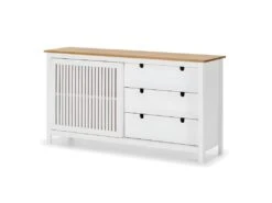 MALIA - Buffet Bas 3 Tiroirs 1 Porte Bois Ciré Et Blanc -Electroménager Soldes buffet 9527625