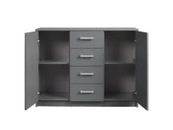 ZEINE - Buffet 2 Portes 4 Tiroirs Coloris Gris Graphite -Electroménager Soldes buffet 9527669
