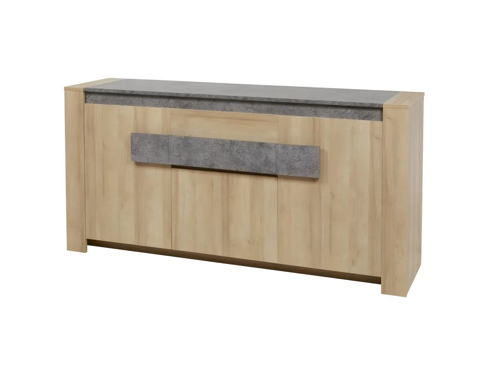 FANNY - Buffet 3 Portes 1 Tiroir Aspect Bois Et Pierre 3 FANNY - Buffet 3 Portes 1 Tiroir Aspect Bois Et Pierre