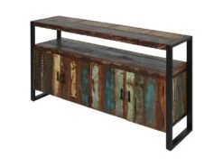 KALI - Buffet 4 Portes Bois Recyclé Et Métal Noir -Electroménager Soldes buffet 9528845