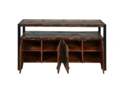 KALI - Buffet 4 Portes Bois Recyclé Et Métal Noir -Electroménager Soldes buffet 9528847