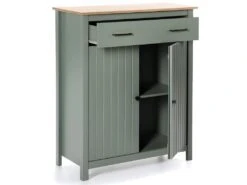 TINA - Meuble Haut 2 Portes 1 Tiroir Bois Ciré Coloris Vert 8 TINA - Meuble Haut 2 Portes 1 Tiroir Bois Ciré Coloris Vert -Electroménager Soldes buffet 9528971