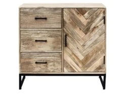 MANKO - Buffet 1 Porte 3 Tiroirs En Manguier Massif