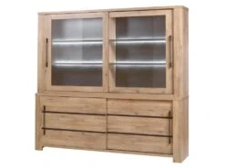 NILLA - Buffet-Vaisselier Avec Eclairage Led Aspect Bois