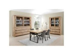 NILLA - Buffet-Vaisselier Avec Eclairage Led Aspect Bois -Electroménager Soldes buffet 9529939