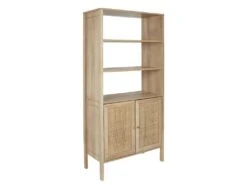 MAYA - Buffet 2 Portes Effet Bois Et Façades Rotin -Electroménager Soldes buffet 9530771