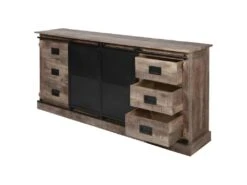 SUMATRA - Buffet 2 Portes Manguier Et Métal Noir -Electroménager Soldes buffet 9531261