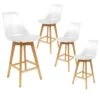 PARSA - Lot De 4 Chaises Hautes Blanches Et Pieds Bois