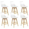 PARSA - Lot De 6 Chaises Hautes Blanches Et Pieds Bois 1 PARSA - Lot De 6 Chaises Hautes Blanches Et Pieds Bois -Electroménager Soldes chaise 10021413