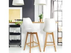 PARSA - Lot De 6 Chaises Hautes Blanches Et Pieds Bois 10 PARSA - Lot De 6 Chaises Hautes Blanches Et Pieds Bois -Electroménager Soldes chaise 10021419