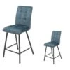 Duo De Chaises De Bar Matelassées Tissu/Métal Bleu - HELIA -Electroménager Soldes chaise 11136437