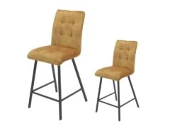 Duo De Chaises De Bar Matelassées Tissu/Métal Jaune - HELIA