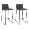 ZYLA - Lot De 2 Chaises De Bar Matelassées Marron 2 ZYLA - Lot De 2 Chaises De Bar Matelassées Marron -Electroménager Soldes chaise 8936779