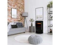 Cheminée électrique LED à Effet Flamme 3D Réglable 1000W 2000W Noir