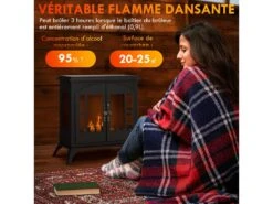 Cheminée Bioéthanol Sur Pied Style Néo-rétro Poêle 1 Brûleur 0,9 L Dim. 55L X 31l X 55H Cm Couverture 20-25 M² Acier Noir -Electroménager Soldes cheminee 18852313