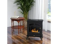 Cheminée Bioéthanol Sur Pied Style Néo-rétro Poêle 1 Brûleur 1,2 L Dim. 45L X 28l X 54H Cm Couverture 20-25 M² Acier Noir