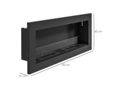 Cheminée Bioéthanol Murale Design Bauhaus - Double Brûleur 0,85 L - Pare-feu Verre Trempé - Acier Inox. Acier Noir -Electroménager Soldes cheminee 18852331